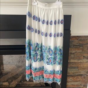 Elegant White and Blue Paisley Skirt